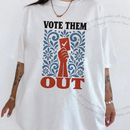 Vote Them Out Folk Ballot Care & Resist progressive t-shirt in White