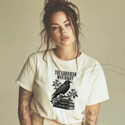 The Librarian Was Right Raven Care & Resist progressive t-shirt in Ivory