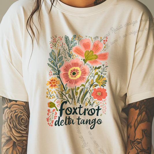 Foxtrot Delta Tango Care & Resist progressive t-shirt in Ivory