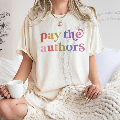 Pay the Authors Care & Resist rainbow Comfort Colors tee, Ivory