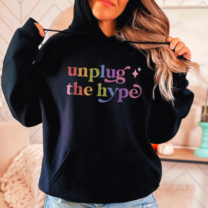 Unplug the Hype Care & Resist Gildan hoodie in Black