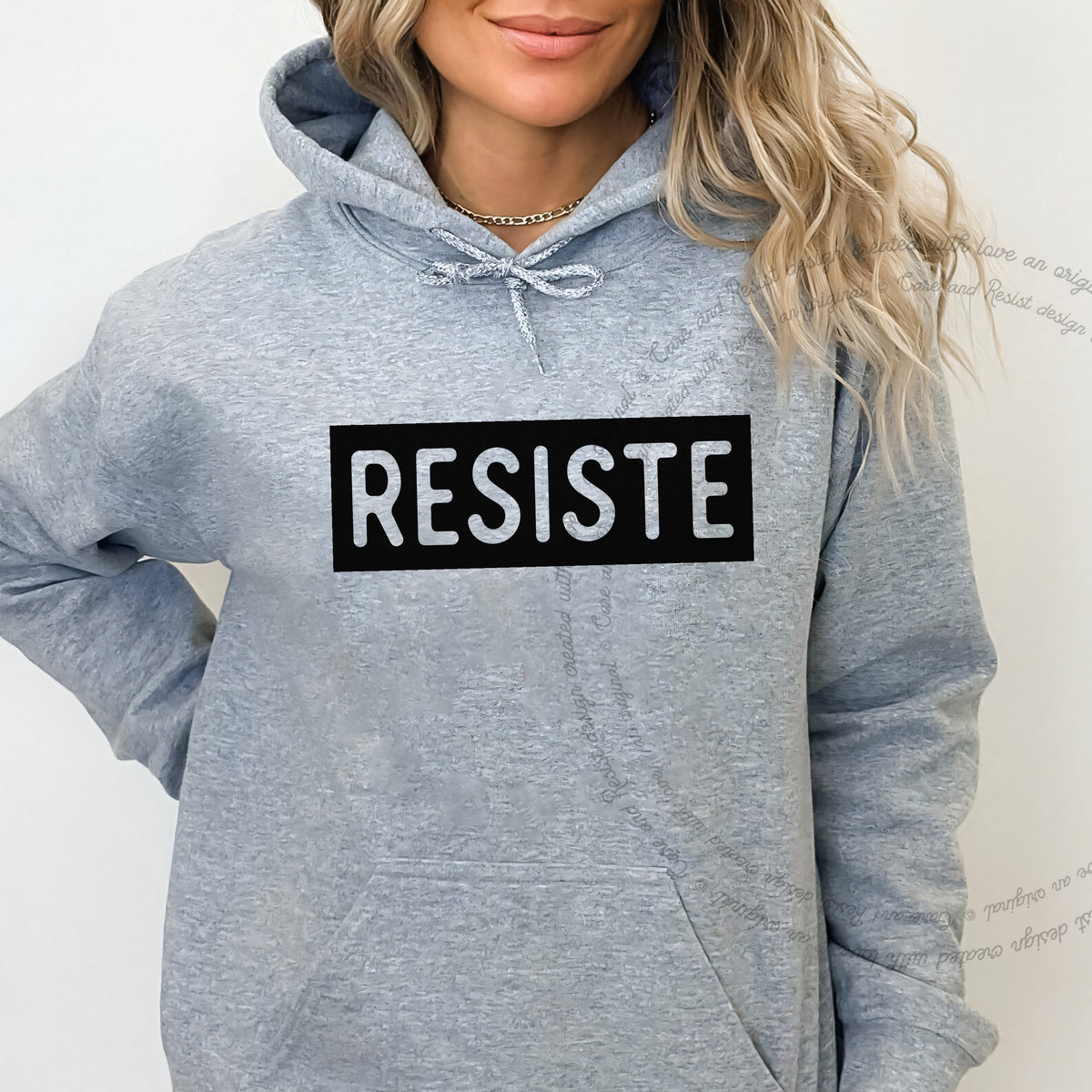 Resiste Care & Resist Gildan hoodie in Sport Grey
