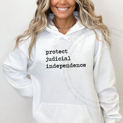 Protect Judicial Independence Care & Resist Gildan hoodie in White