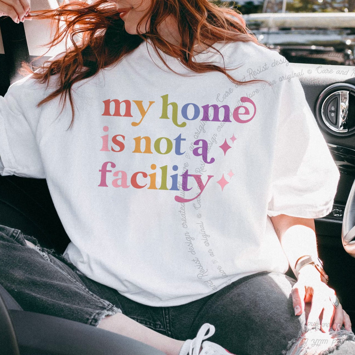 My Home is not a Facility Care & Resist tee in White
