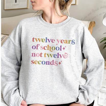 Twelve Years of School not Twelve Seconds Care & Resist Gildan crewneck sweatshirt in Sport Grey