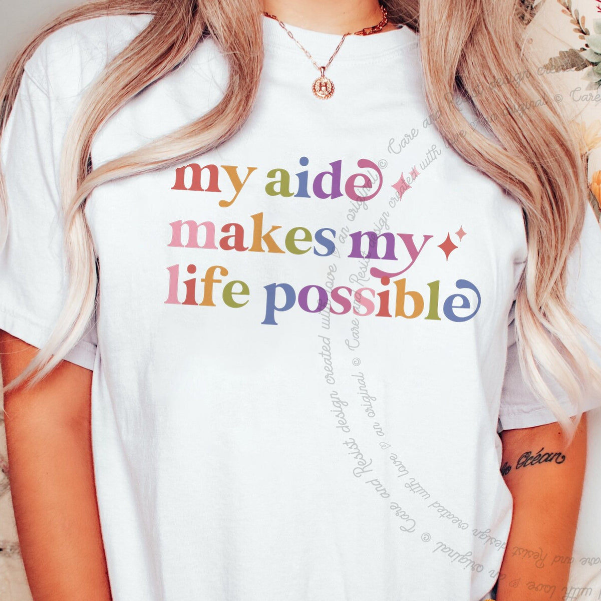 My Aide Makes My Life Possible Care & Resist progressive t-shirt in White