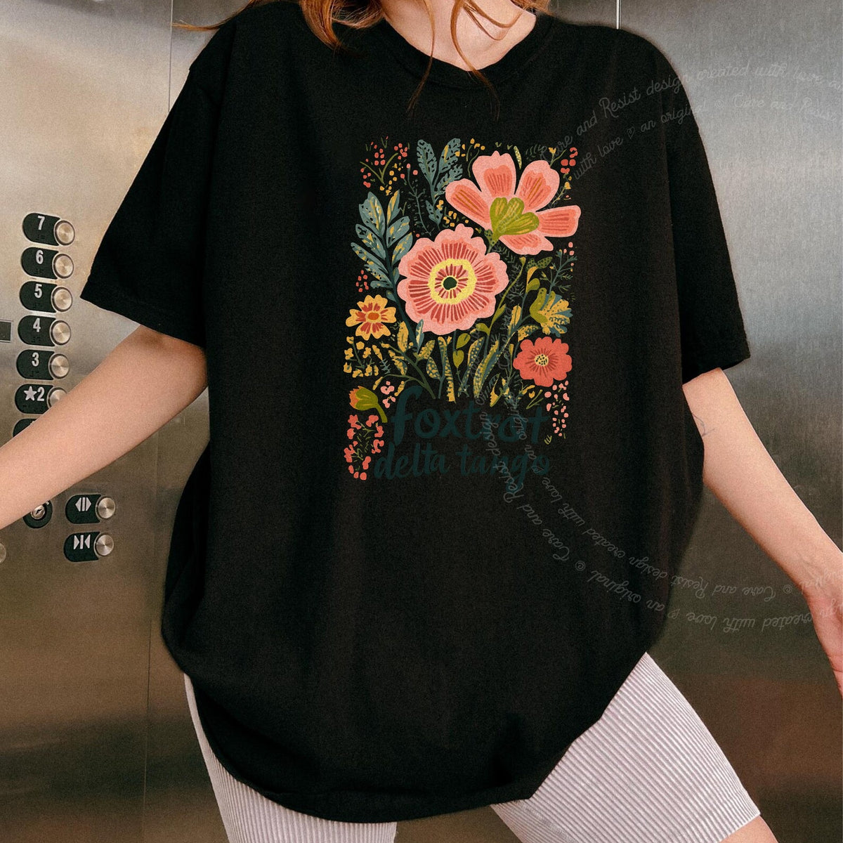 Foxtrot Delta Tango Care & Resist progressive t-shirt in Black