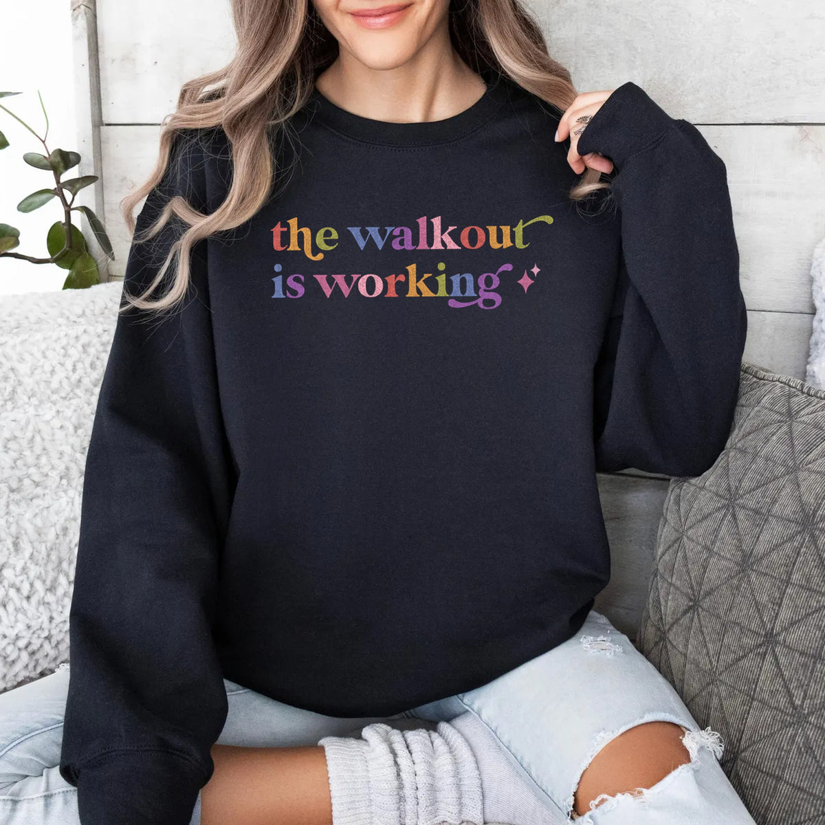 The Walkout is Working Care & Resist Gildan crewneck sweatshirt in Black