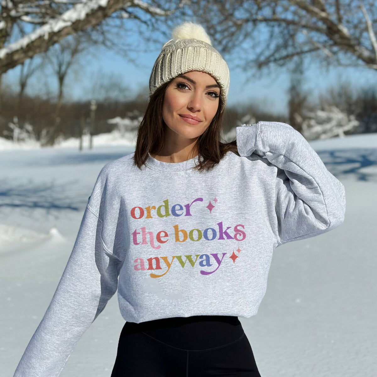 Order the Books Anyway Care & Resist Gildan crewneck sweatshirt in Sport Grey