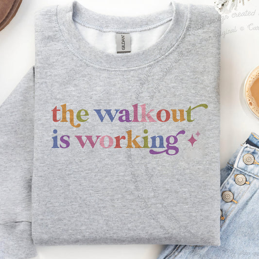 The Walkout is Working Care & Resist Gildan crewneck sweatshirt in Sport Grey