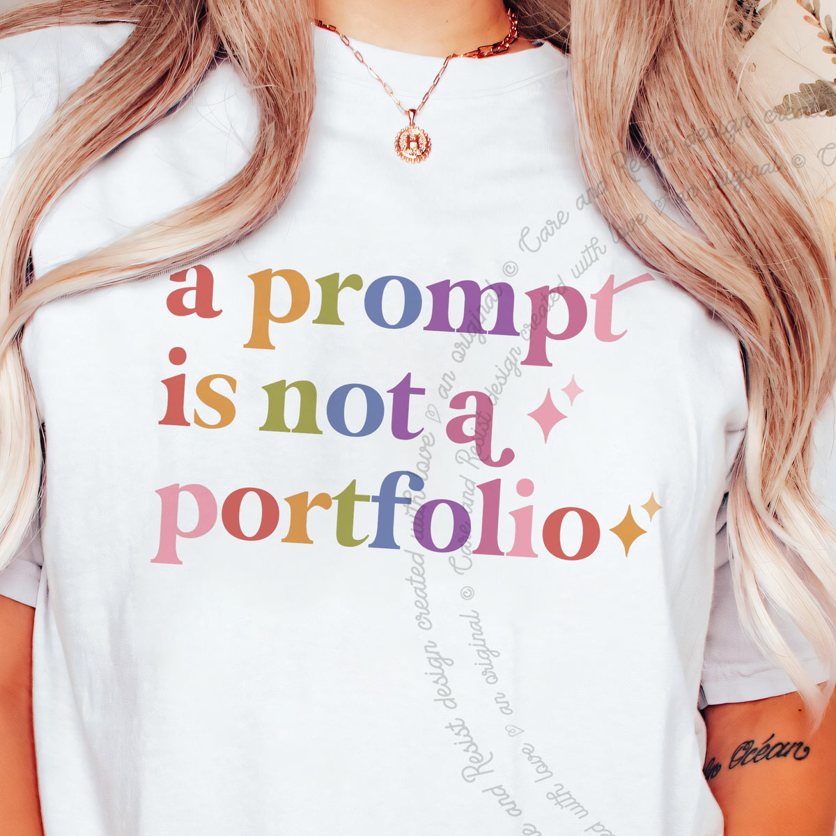 A Prompt is not a Portfolio Care & Resist progressive t-shirt in White
