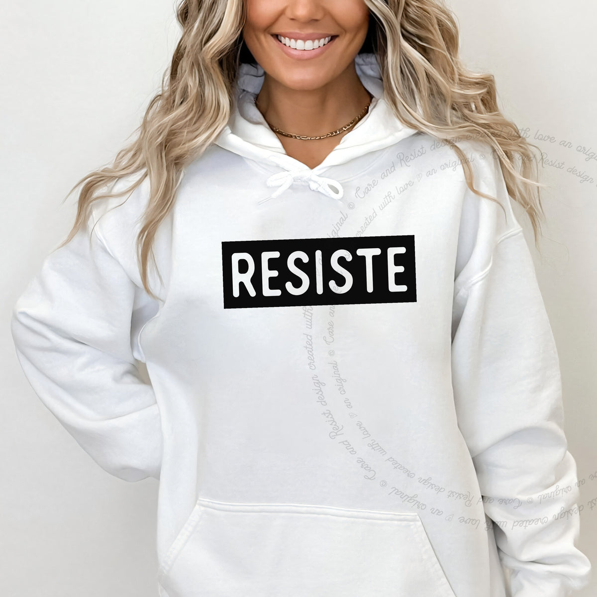 Resiste Care & Resist Gildan hoodie in White