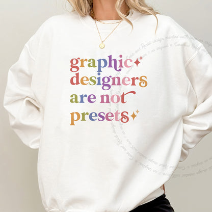 Graphic Designers are not Presets Care & Resist Gildan crewneck sweatshirt in White