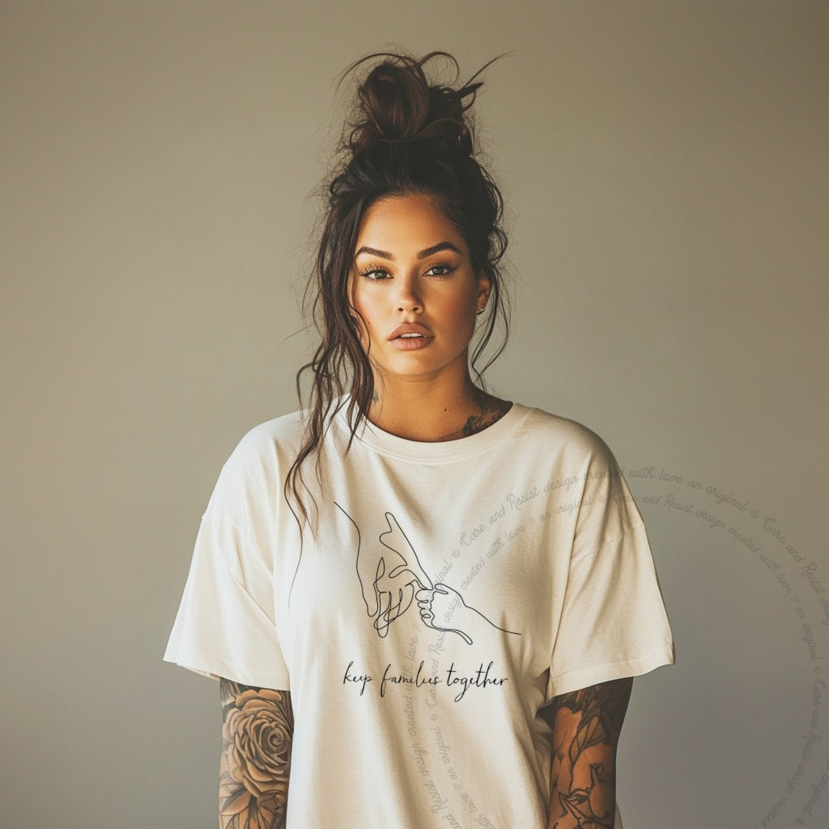 Keep Families Together Care & Resist progressive t-shirt in Ivory