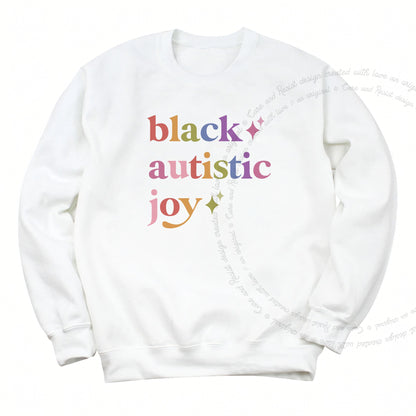 Black Autistic Joy Care & Resist Gildan crewneck sweatshirt in White
