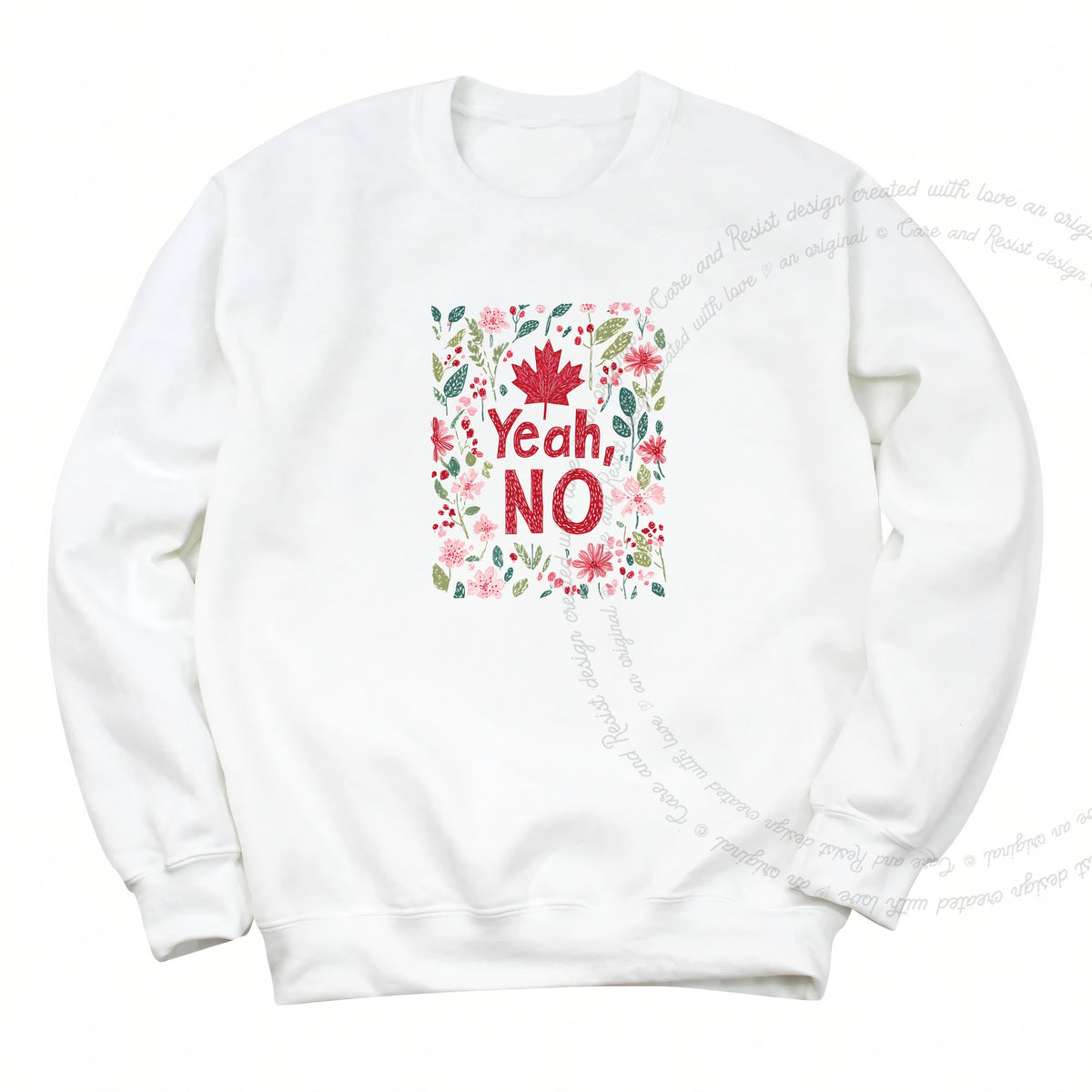 Yeah, No Care & Resist Gildan crewneck sweatshirt in White