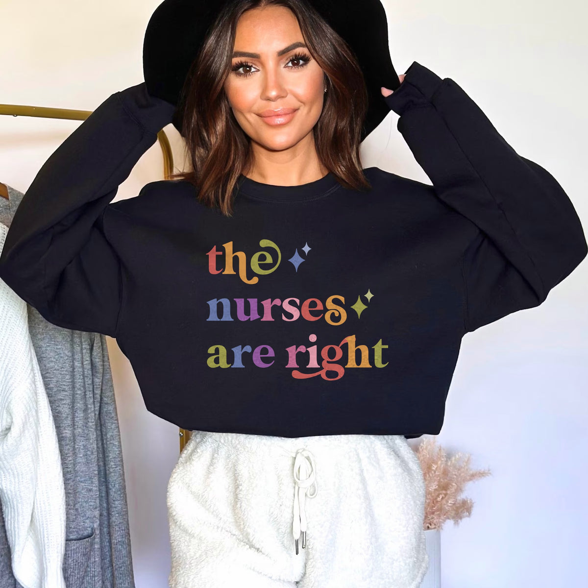 The Nurses are Right Care & Resist Gildan crewneck sweatshirt in Black