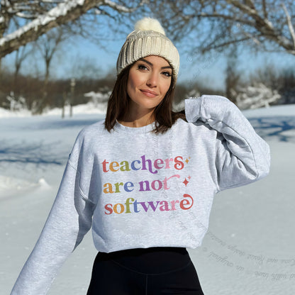 Teachers are not Software Care & Resist Gildan crewneck sweatshirt in Sport Grey