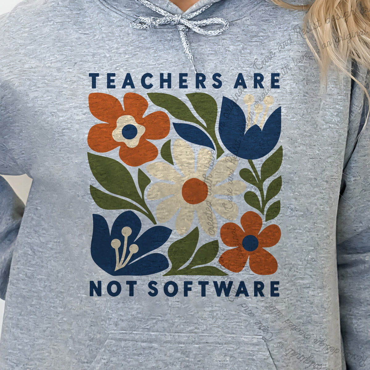 Teachers are not Software Cutout Care & Resist Gildan hoodie in Sport Grey