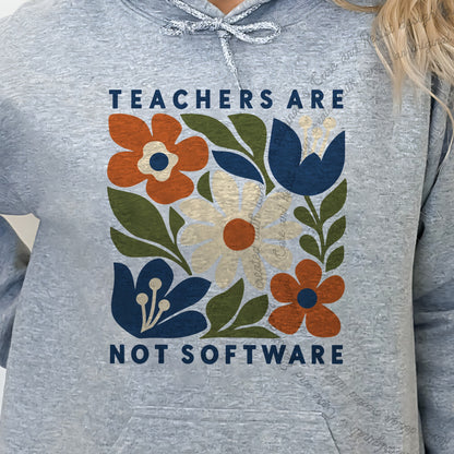 Teachers are not Software Cutout Care & Resist Gildan hoodie in Sport Grey