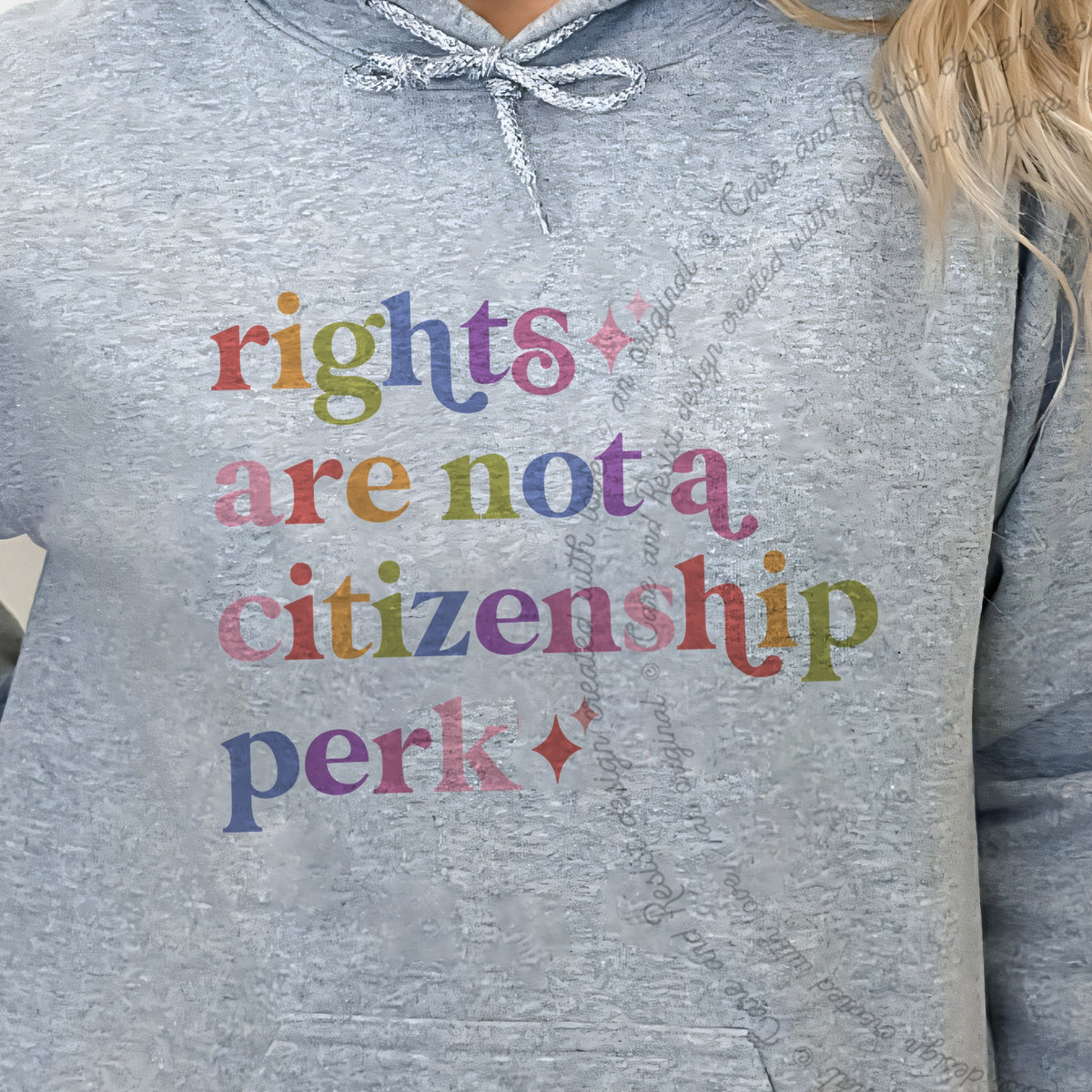 Rights are not a Citizenship Perk Care & Resist Gildan hoodie in Sport Grey