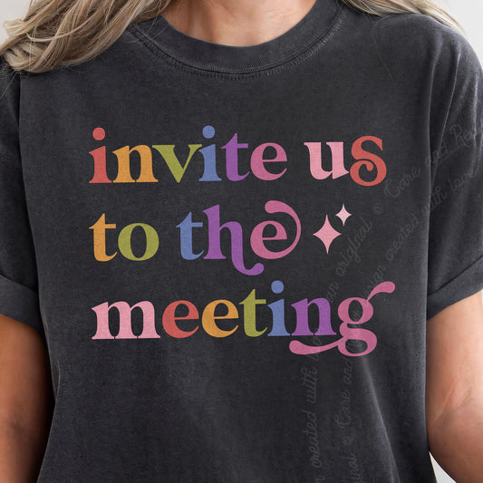 Invite Us to the Meeting Care & Resist progressive t-shirt in Graphite