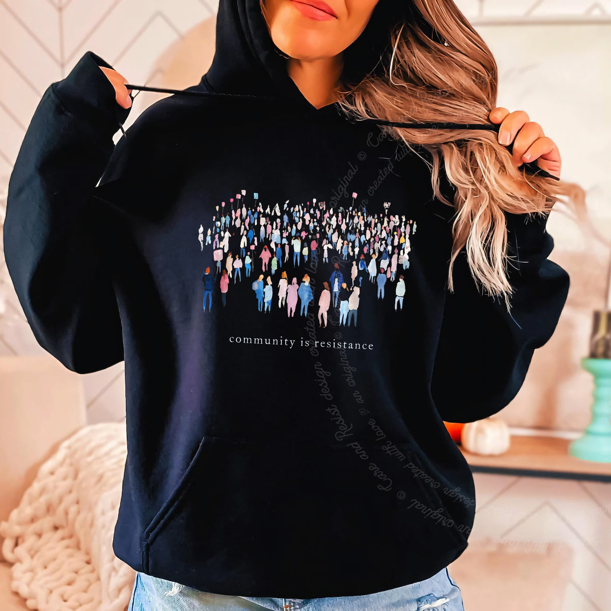 Community Is Resistance People Care & Resist Gildan hoodie in Black
