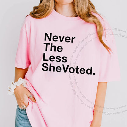 Nevertheless She Voted Care & Resist progressive t-shirt in Blossom