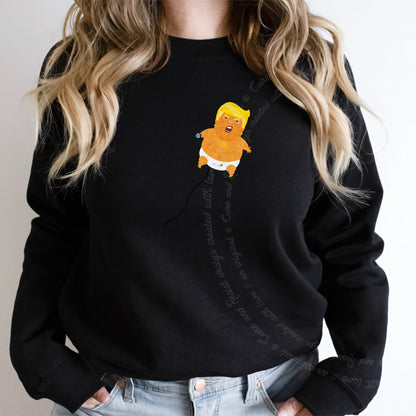 Trump Baby Blimp Care & Resist Gildan crewneck sweatshirt in Black