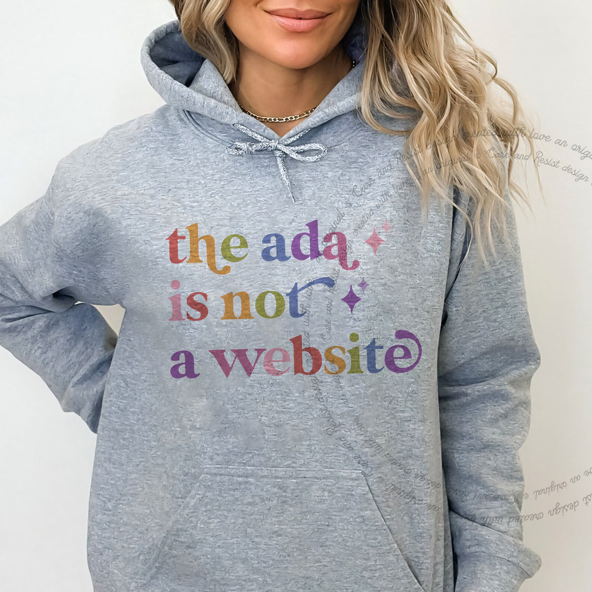 The Ada is not a Website Care & Resist Gildan hoodie in Sport Grey