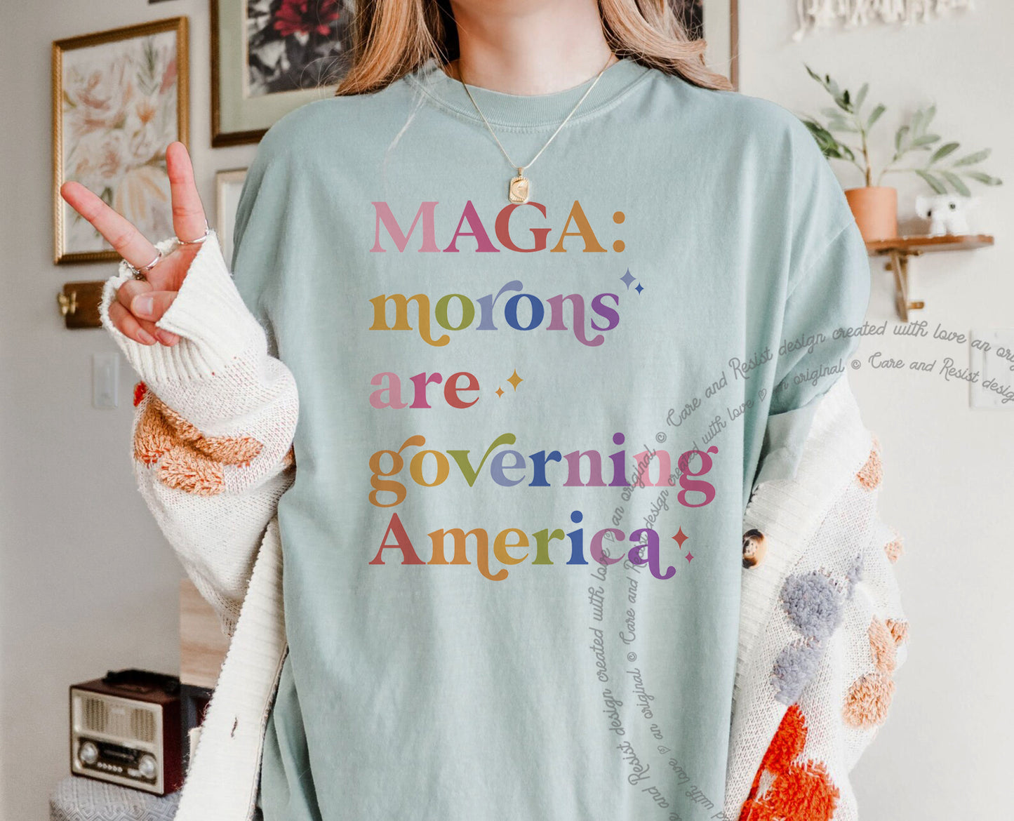Maga make America great again anti-trump anti trump stupid shirt tshirt tee t apparel clothes top merch clothing anti-maga idiot morons governing not embarrassing protest resist liberal funny you’re your in a cult cultist christian nationalist 47 beware false prophets red hat traitors are we yet trumpism republican conservative anti-republican hater crime deplorable garbage comfort colors 