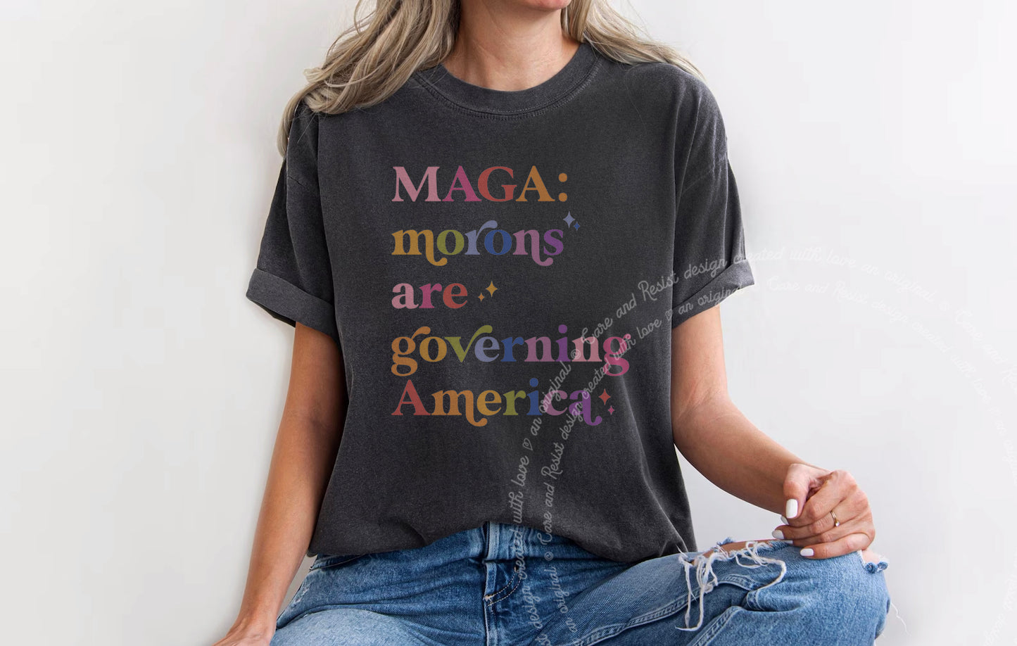 Maga make America great again anti-trump anti trump stupid shirt tshirt tee t apparel clothes top merch clothing anti-maga idiot morons governing not embarrassing protest resist liberal funny you’re your in a cult cultist christian nationalist 47 beware false prophets red hat traitors are we yet trumpism republican conservative anti-republican hater crime deplorable garbage comfort colors 
