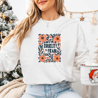 Cruelty Is Fear Care & Resist Gildan crewneck sweatshirt in White