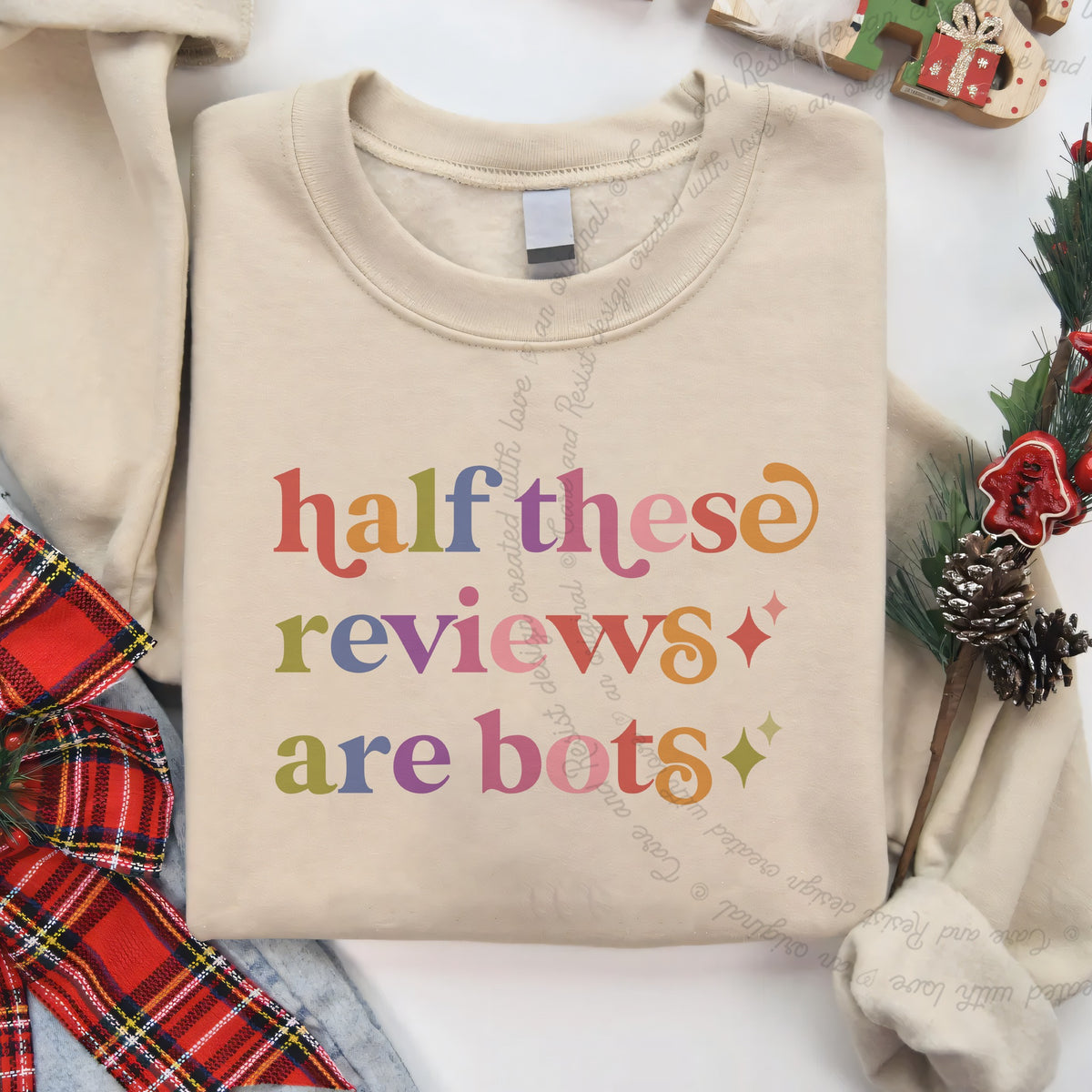 Half These Reviews are Bots Care & Resist Gildan crewneck sweatshirt in Sand