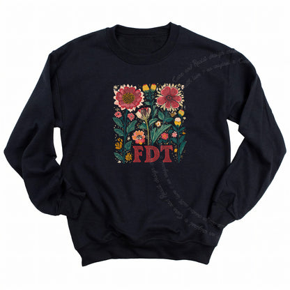 FDT Floral Care & Resist Gildan crewneck sweatshirt in Black