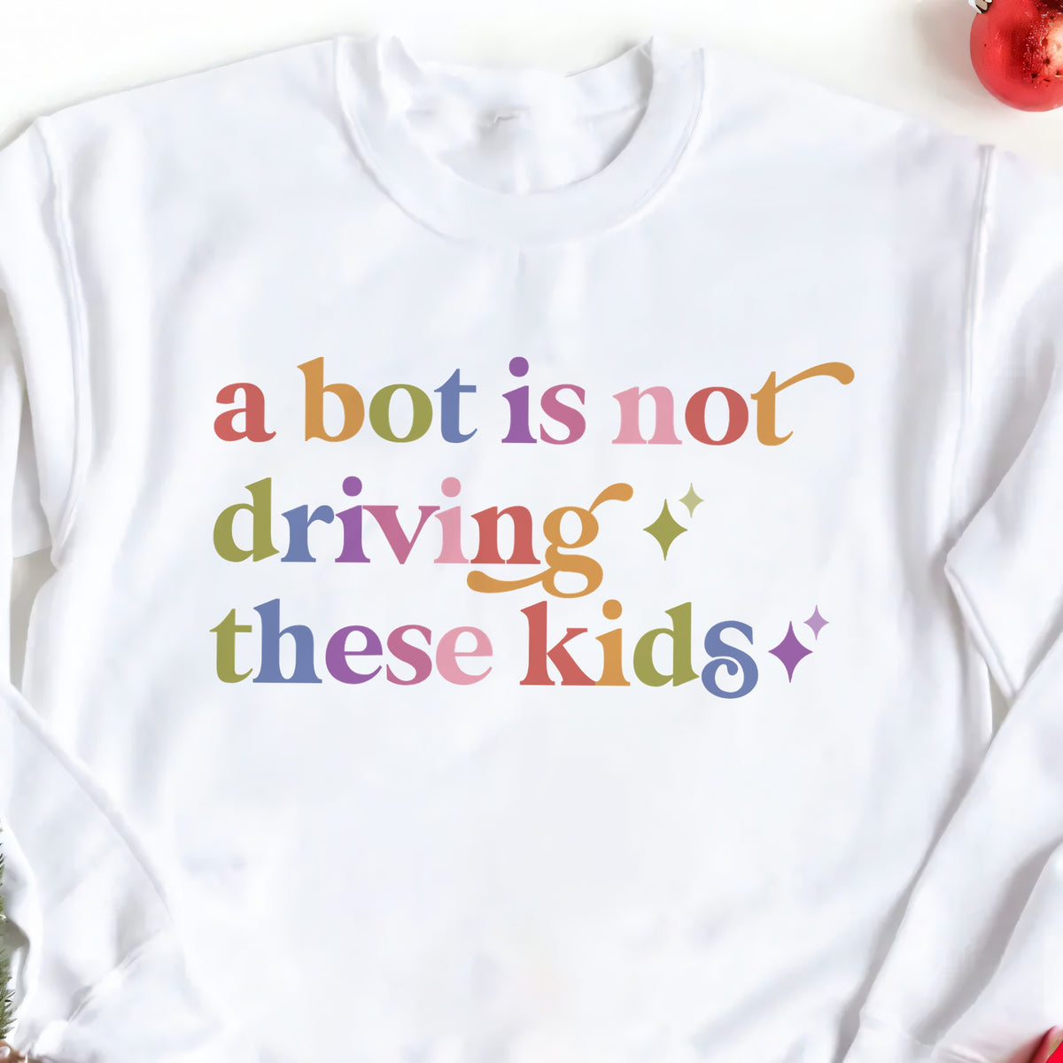 A Bot is not Driving These Kids Care & Resist Gildan crewneck sweatshirt in White