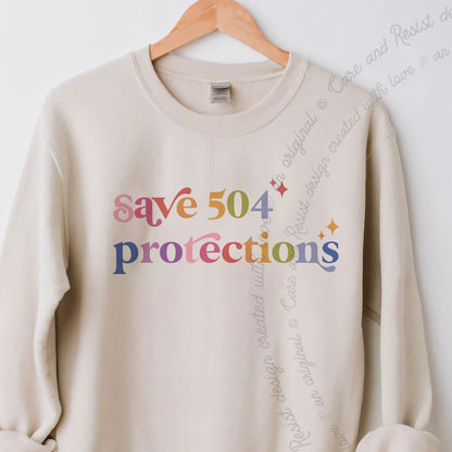 Save 504 Protections Care & Resist Gildan crewneck sweatshirt in Sand