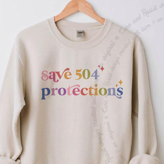 Save 504 Protections Care & Resist Gildan crewneck sweatshirt in Sand