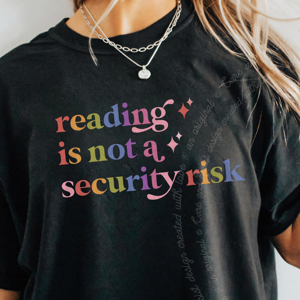 Reading is not a Security Risk Care & Resist progressive t-shirt in Black
