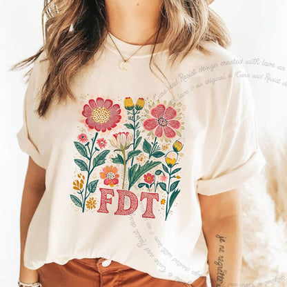 FDT Floral Care & Resist progressive t-shirt in Ivory