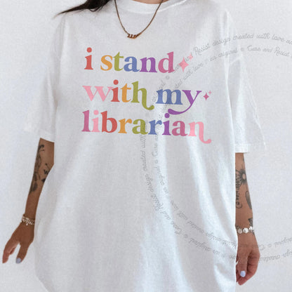 I Stand With My Librarian Care & Resist tee in White