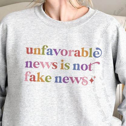 Unfavorable News is not Fake News Care & Resist Gildan crewneck sweatshirt in Sport Grey