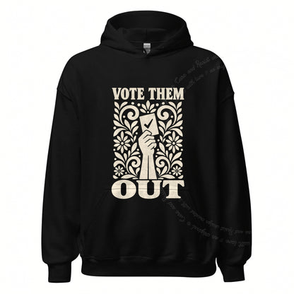 Vote Them Out Ballot Linocut Care & Resist Gildan hoodie in Black
