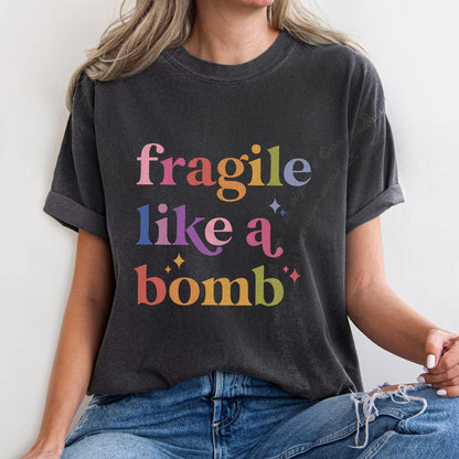 Fragile Like a Bomb Care & Resist progressive t-shirt in Graphite