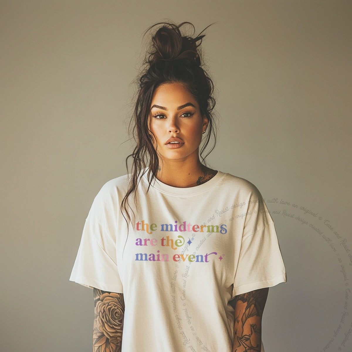 The Midterms are the Main Event Care & Resist progressive t-shirt in Ivory