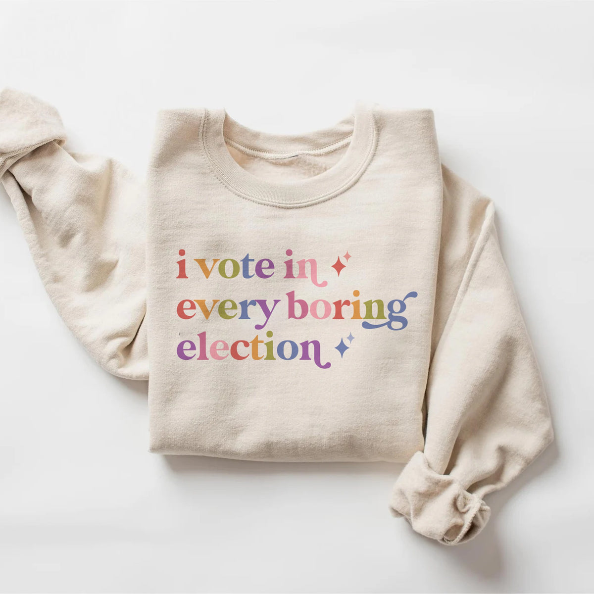 I Vote in Every Boring Election Care & Resist Gildan crewneck sweatshirt in Sand