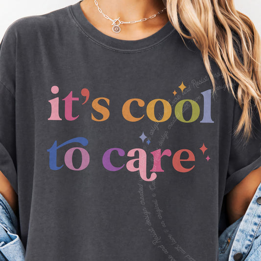 Its Cool To Care Care & Resist progressive t-shirt in Graphite