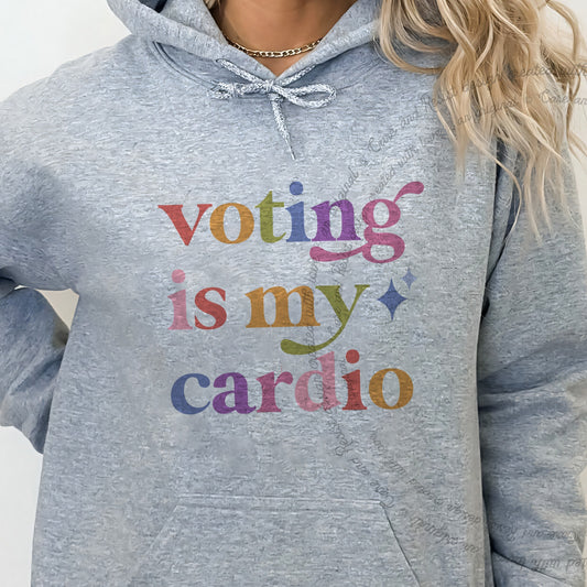 Voting is My Cardio Care & Resist Gildan hoodie in Sport Grey
