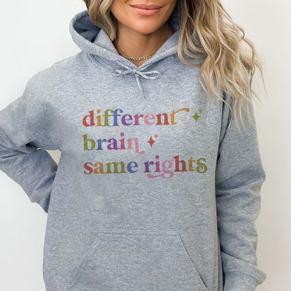 Different Brain Same Rights Care & Resist Gildan hoodie in Sport Grey