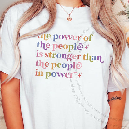 The Power of the People Care & Resist rainbow Comfort Colors tee, White